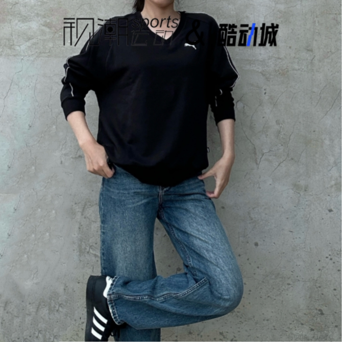 彪马黑色卫衣舒适百搭运动休闲