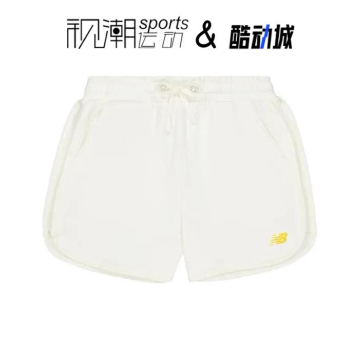 NB白色女子运动短裤舒适训练针织