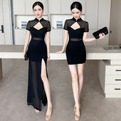 6005 沐足按摩工衣性感KTV公主服改良旗袍连衣裙女 技师工作服新款