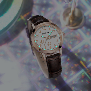 手表女士款 双日历星期夜光防水瑞士名牌全自动机械石英表学生皮带