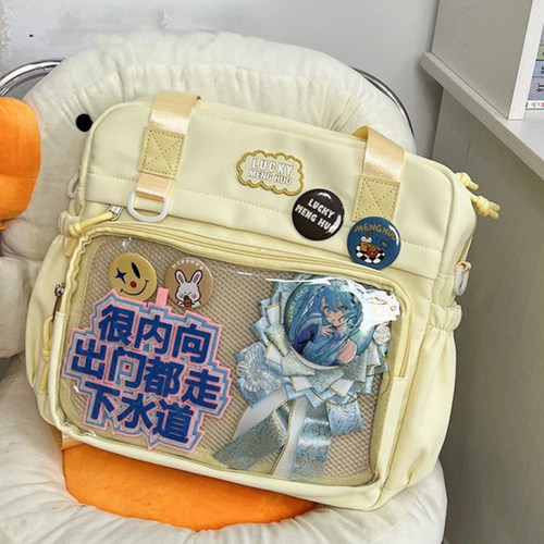 高颜值书包三用包通勤JK透明痛包二次元少女吧唧学生单肩斜挎双肩