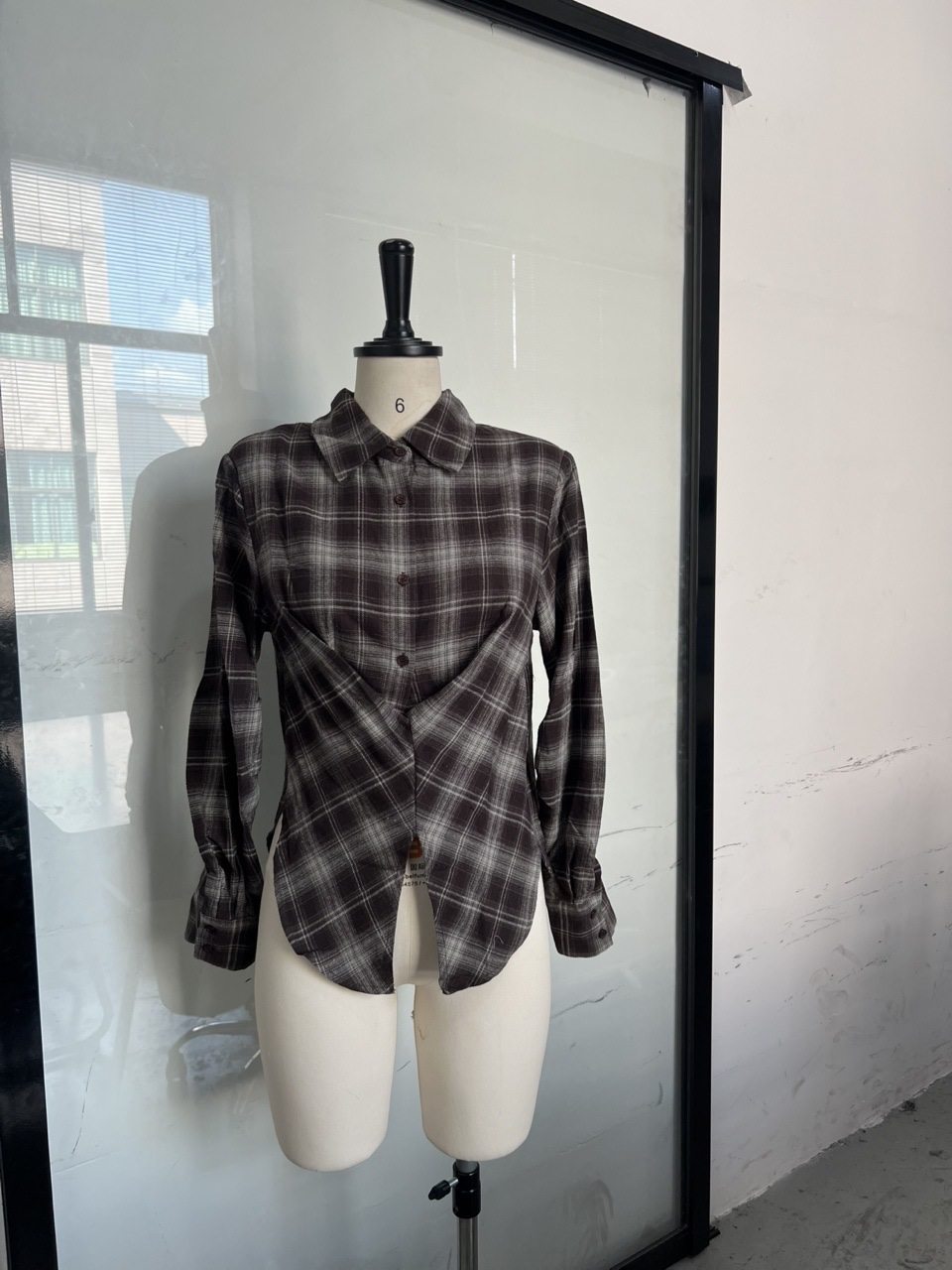 thumbnail for wildgirl American retro plaid shirt women's autumn new design sense niche slim slim long-sleeved top