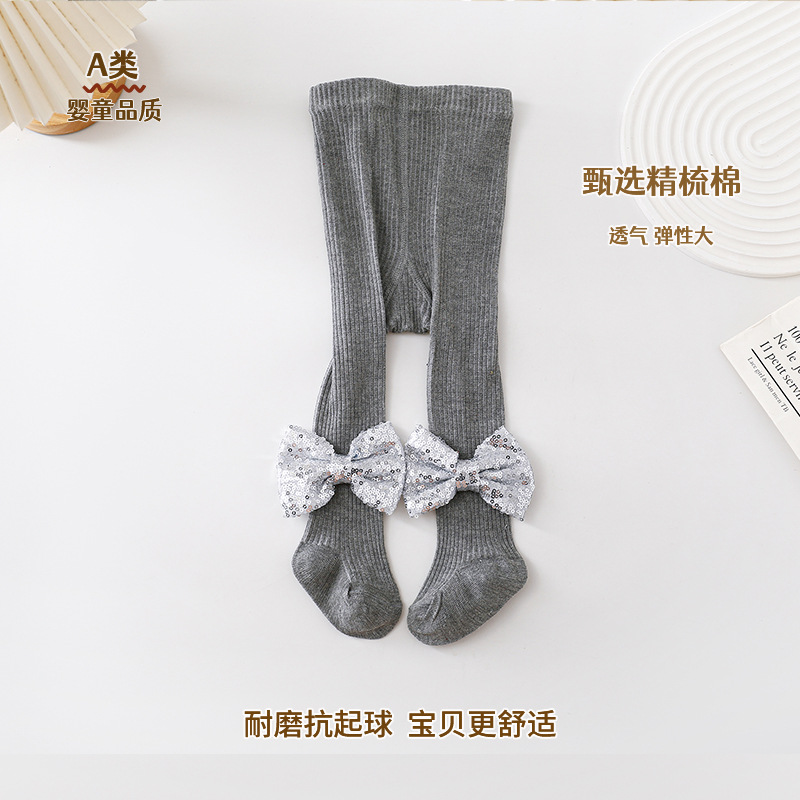女童春秋蝴蝶结连裤袜