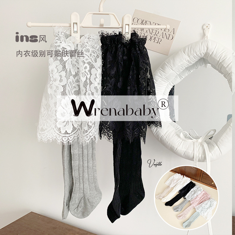 国风竹节儿童蕾丝连裤袜