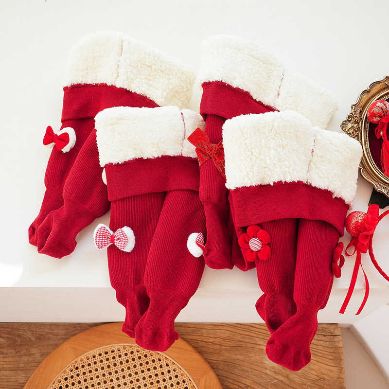 冬款云朵绒女童连脚裤