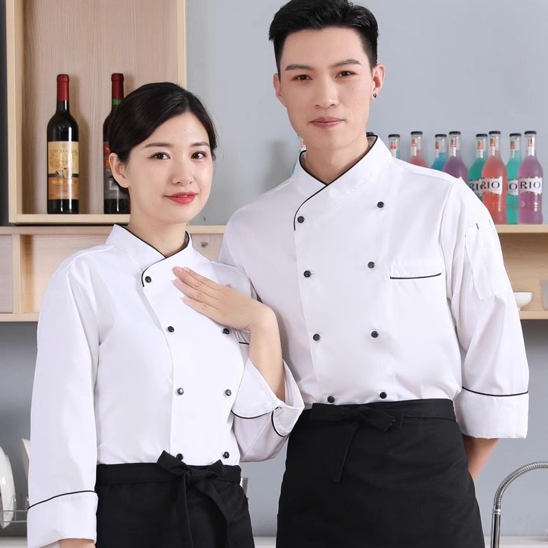 厨师工作服长袖星级饭店透气防污饭店后厨衣服食堂面包烘焙工作服