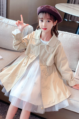 女童风衣外套2025新款韩版时髦潮