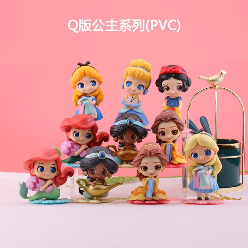 盲盒精美q版10款公主可爱女生礼物蛋糕装饰手办摆件玩具公仔车载