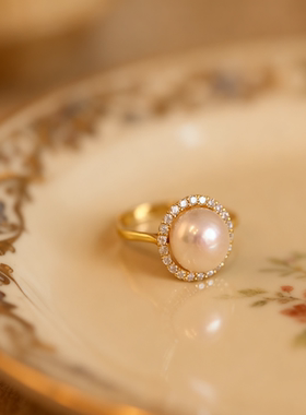 LW法式复古天然淡水珍珠戒指
