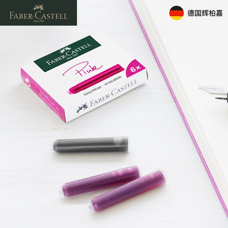 독일 파버카스텔 잉크 카트리지 6팩 블루 블랙 잉크백 펜 리필 펜 잉크 카트리지 일회용