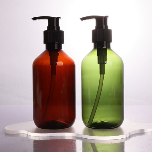厂家特价直销500ML 300ML洗发水沐浴液按压式PET棕色墨绿色分装瓶
