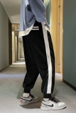 港风2021男生九分拼接休闲束脚卫裤情侣QT4029，男装休闲裤，电商A021