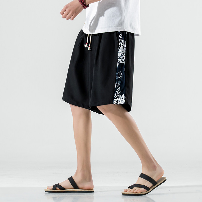 冰丝男士夏季大码撞色拼接沙滩裤短裤男夏天百搭裤QT4029图片