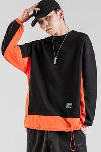 21日系拼接撞色国潮套头大码机车卫衣男QT4029-W06-P55图片