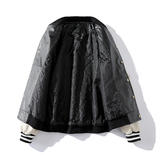 秋装2021男士棒球服黑色插肩撞色贴标螺纹皮夹克QT4029-M05，男装夹克，电商A021