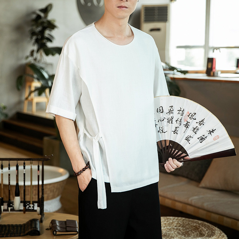 大码风夏季棉麻宽松民族风汉服日常T恤男QT4029-T2051,男装T恤,电商A021