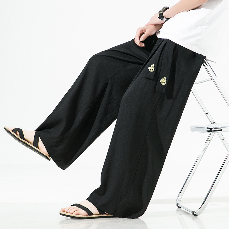 夏季垂感休闲棉麻拖地裤冰丝大码休闲裤男B343-ZK05-P70，男装休闲裤，电商A021