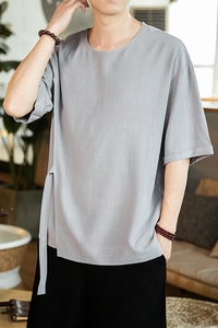 大码风夏季棉麻宽松民族风汉服日常T恤男QT4029-T2051图片