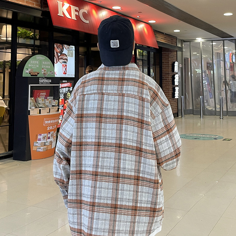 港风2021男士衬衫港风条纹格子开衫QT4029-CS01,男装衬衫,电商A021