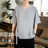 大码风夏季棉麻宽松民族风汉服日常T恤男QT4029-T2051，男装T恤，电商A021