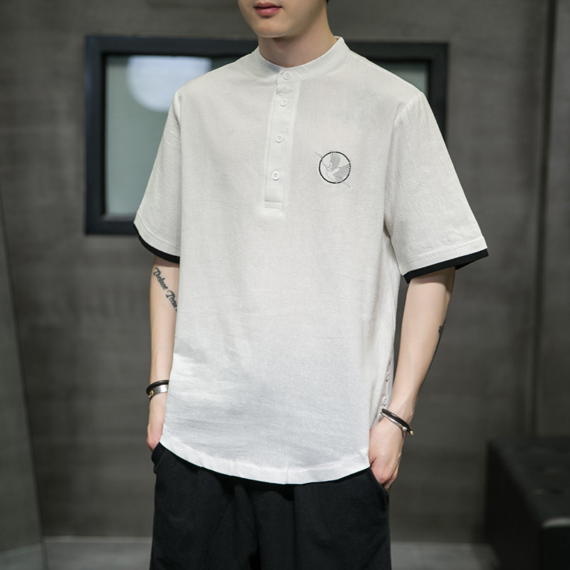 夏季男士上衣衬衫棉麻假两件撞色休闲T恤T511,男装T恤,电商A021