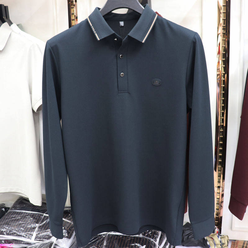 2025秋季新款杰克雄狮男装男士简约百搭翻领薄款长袖t恤上衣15203