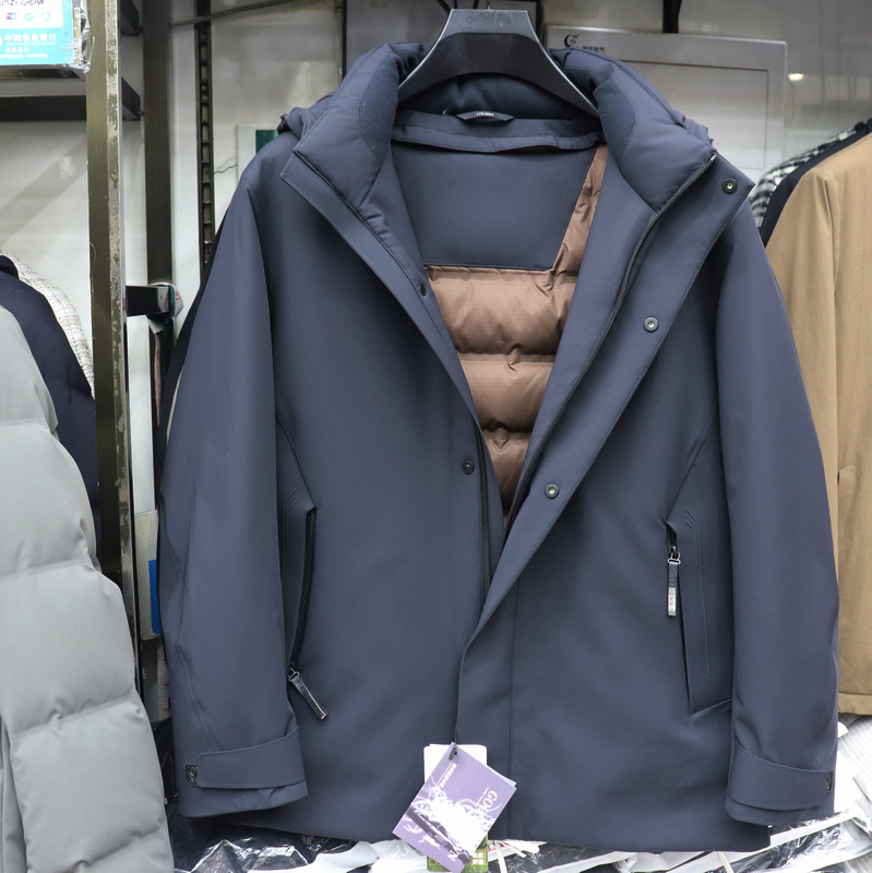 2025冬季新款尤狮龙男装休闲男士简约可脱卸帽活套鹅绒服256805