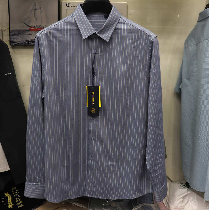 2025秋季新款巴克顿男装男士休闲长袖翻领薄款衬衫上衣舒适15398