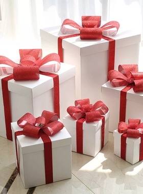 圣诞节装饰用品白色礼包礼盒礼物盒商场摆件装扮橱窗美陈布置道具