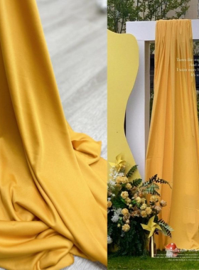 秋季暖色橙色暖黄色金色焦糖咖色弹力垂感布幔婚庆节日背景装饰布