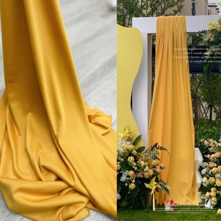 秋季暖色橙色暖黄色金色焦糖咖色弹力垂感布幔婚庆节日背景装饰布