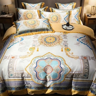 欧式高档贡缎提花四件套轻奢高级感磨毛被套床单公主风四季通用