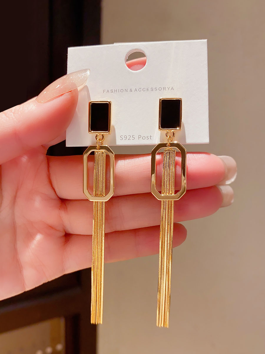 高级感轻奢气质长款流苏耳环