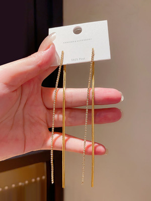 复古冷淡风长款蛇骨链流苏耳环