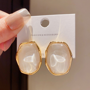 法式复古不规则几何树脂耳环女小众高级感时尚夸张耳钉轻奢耳饰