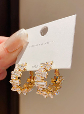 2025年新款高级感轻奢圆圈圈耳圈耳环女百搭气质925银针耳饰女