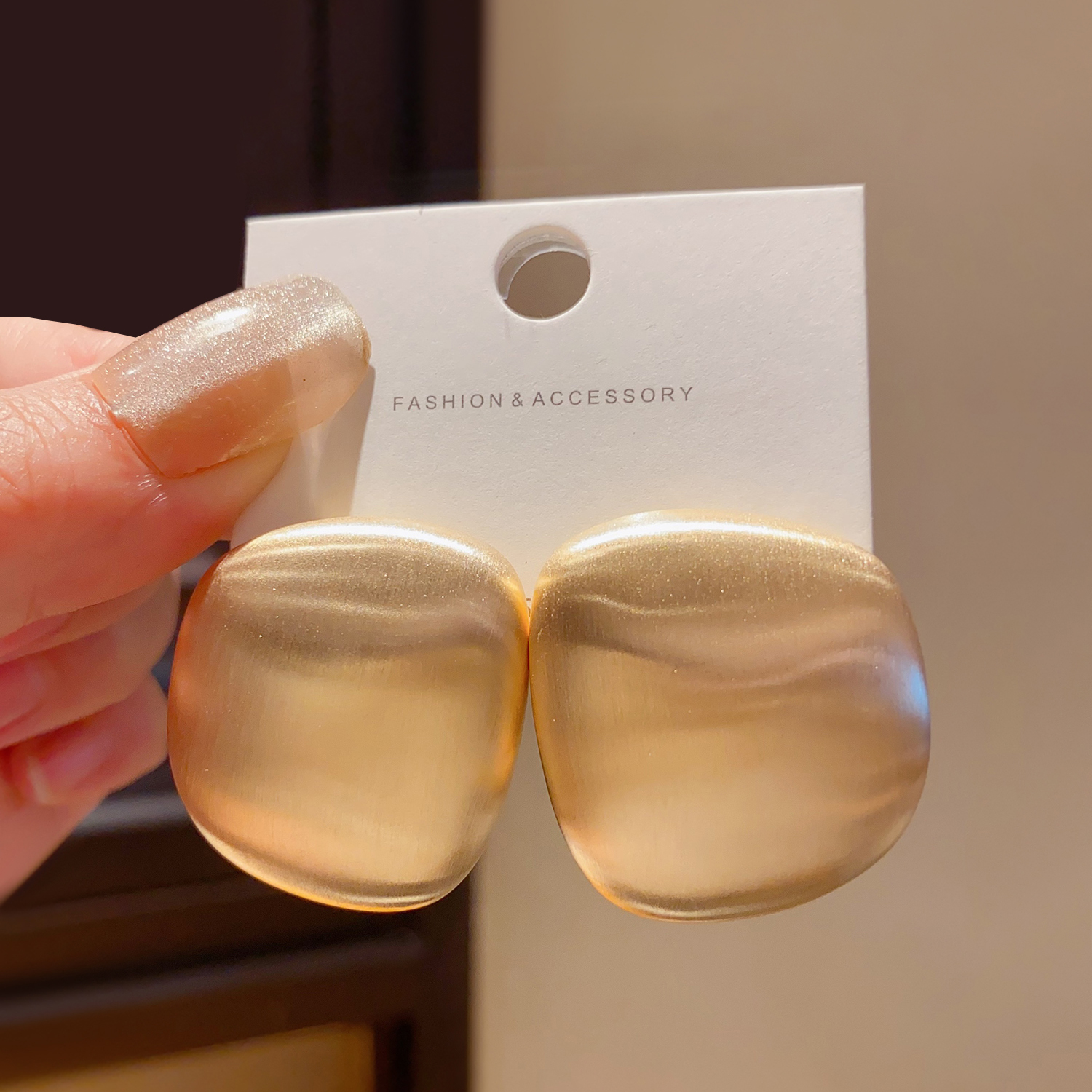 高级感金属拉丝几何不规则耳钉女小众设计感复古夸张大耳环耳饰