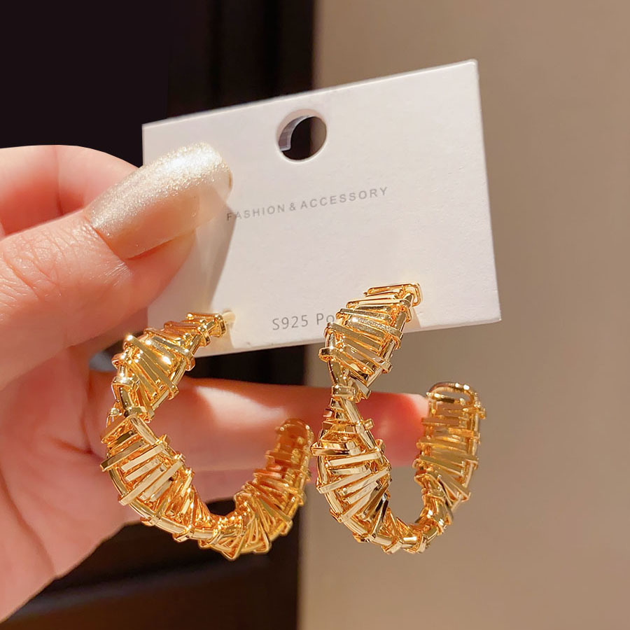 缠绕金属风法式不规则耳钉欧美