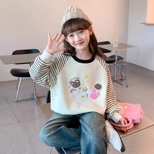女童春装卫衣2025新款圆领卡通
