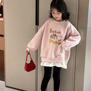 女童卫衣春秋装2026新款儿童春款衣服时尚洋气女孩假两件上衣