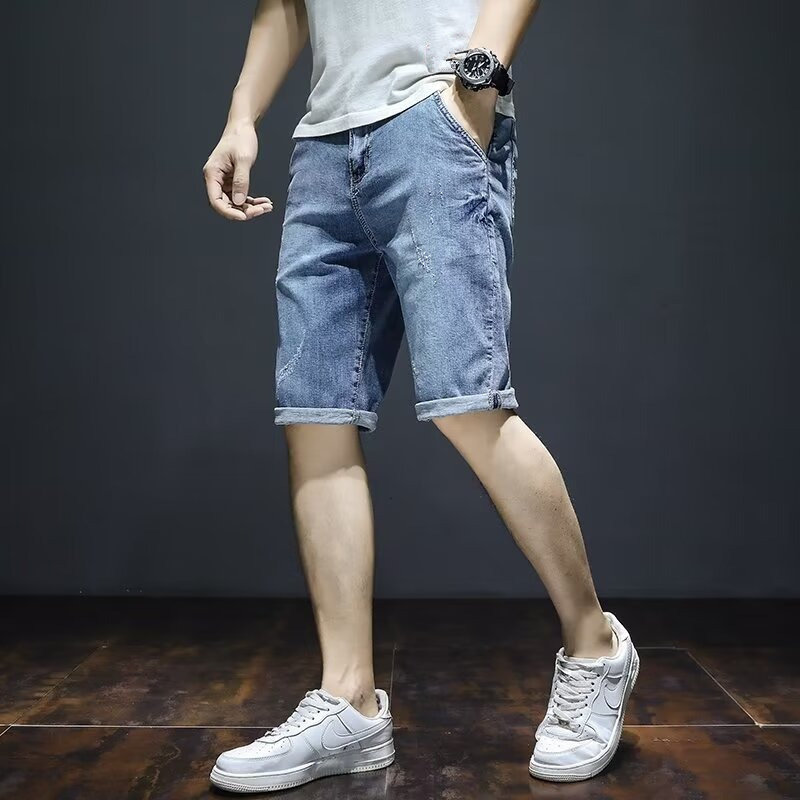 牛仔短裤男2025夏季薄款宽松休闲七分中裤潮牌韩版潮流修身五分裤