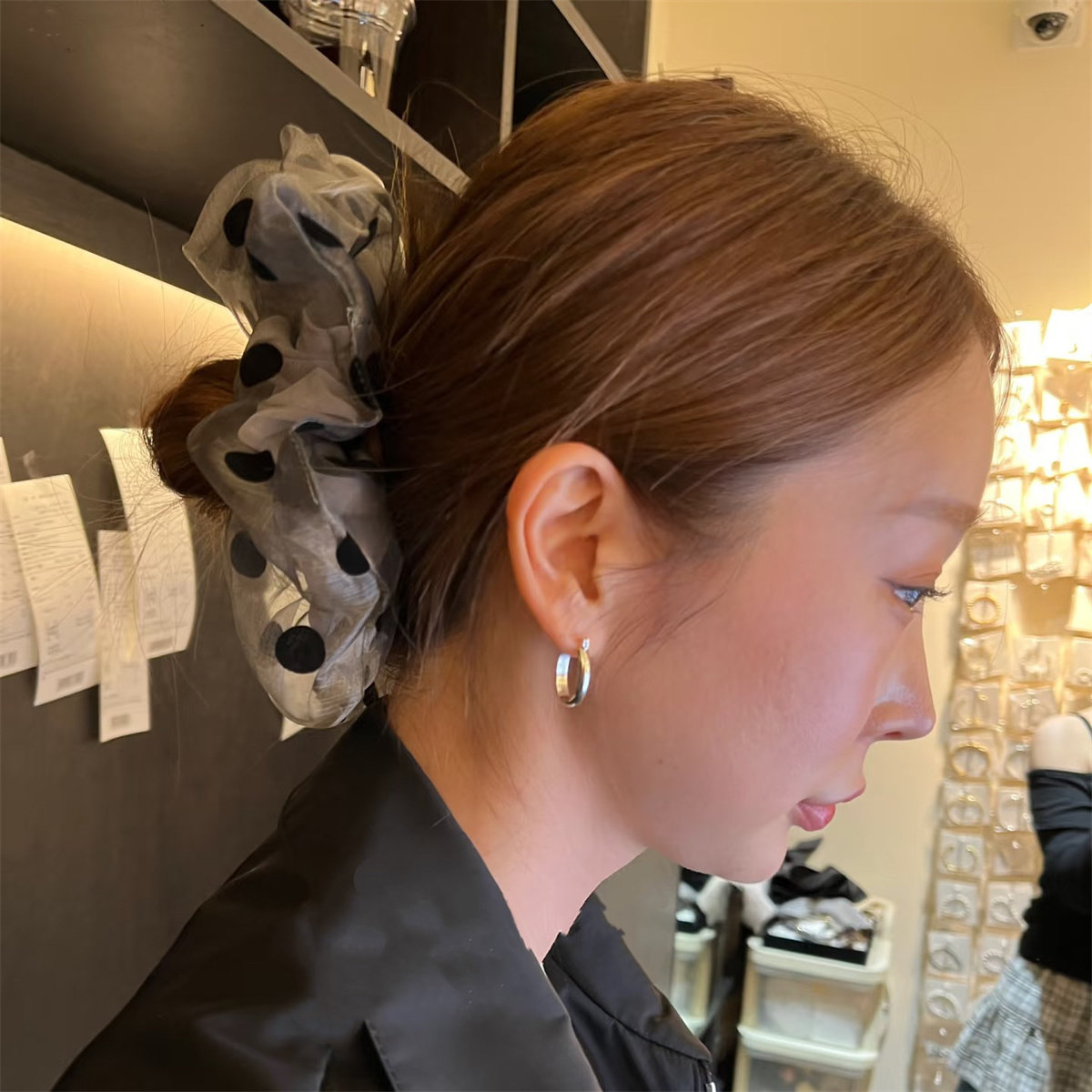 韩国时尚双层薄纱波点大肠发圈女高级感2025新款丸子头发饰头绳,饰品/流行首饰/时尚饰品新,发饰,淘宝优惠券,粉丝福利购,淘宝优惠卷