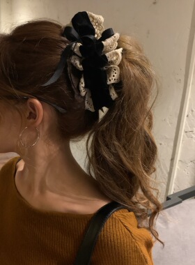 韩国原创宫廷风进口2025新款高级感气质蝴蝶结云朵丝绒发夹香蕉夹