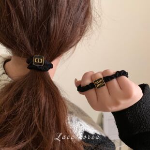 简约字母金属发圈网红2025年新款 气质扎头发皮筋头绳发绳