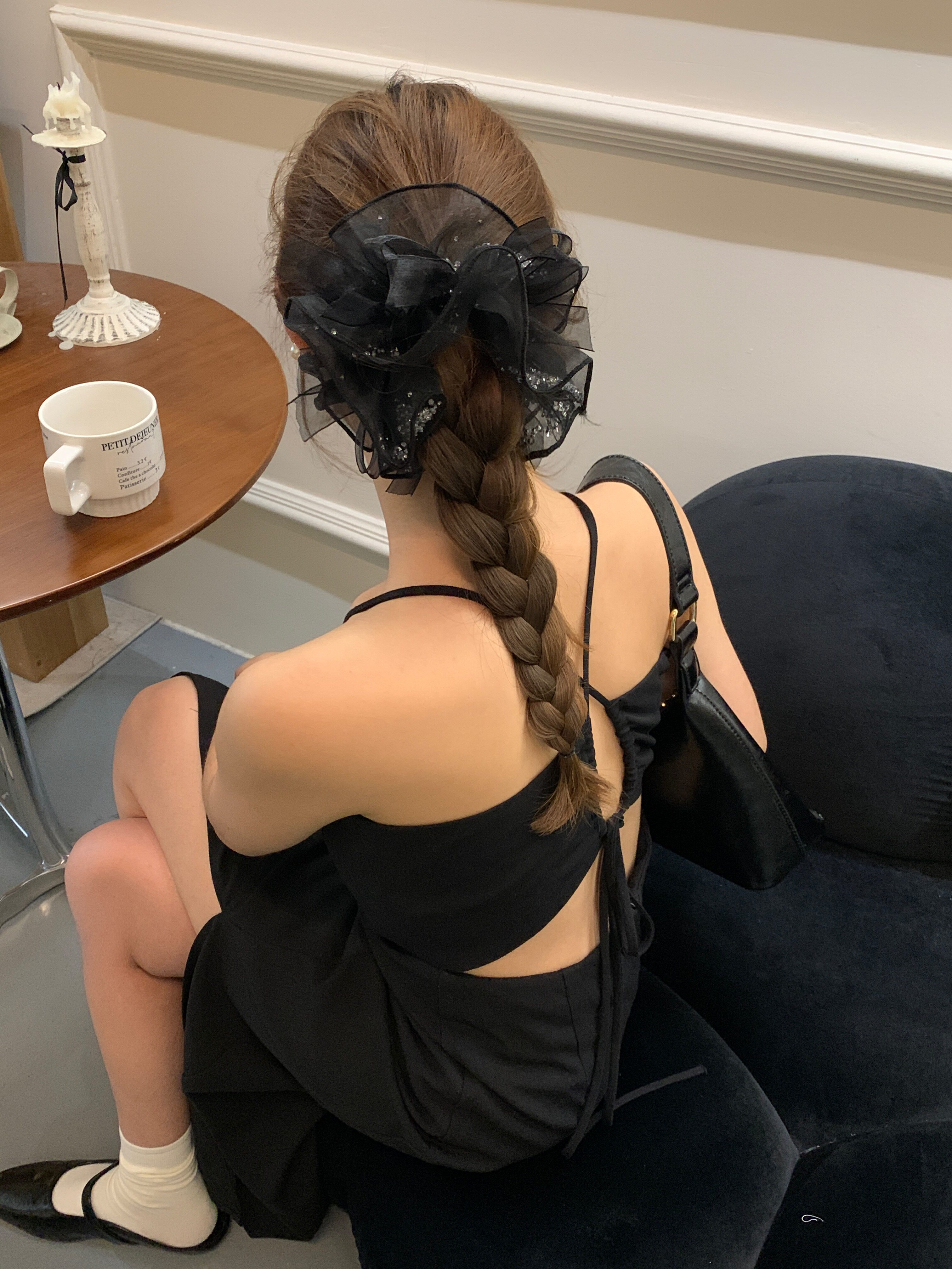 韩国水晶钻新款女2026新款高级感气质发饰欧根网纱发圈发绳大肠圈