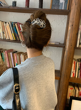 韩国高级感串珠花朵珍珠扭扭夹2025新款气质轻奢后脑勺盘发夹女