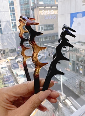 韩国钢标带齿碎发波浪发箍女2025新款高颅顶百搭洗脸压发发卡头箍