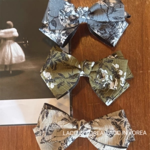 韩国复古国风水墨蝴蝶结发夹女2025新款后脑勺半扎发弹簧夹发卡