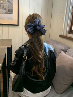 韩国进口面料牛仔满天星大肠发圈2025新款 扎马尾头绳发饰 气质法式