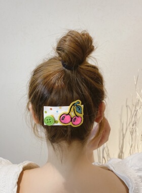 韩国东大门亮片樱桃布艺帖bb夹发饰发夹女生头夹大人小孩发饰品女